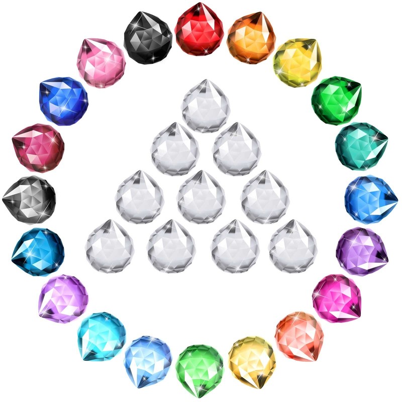 30 Pack Crystal Ball 20 mm Prism Suncatcher Sun Catchers Hanging Crystals Pri…