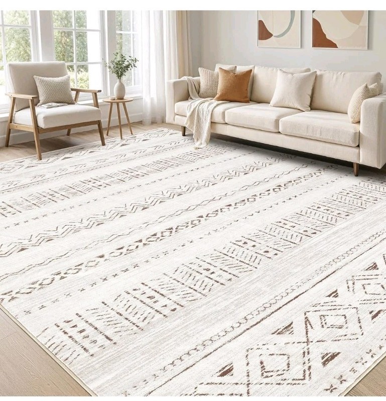 5×7 Area Rug Living Room: Washable Boho Rugs with Non Slip Backing Large Soft…