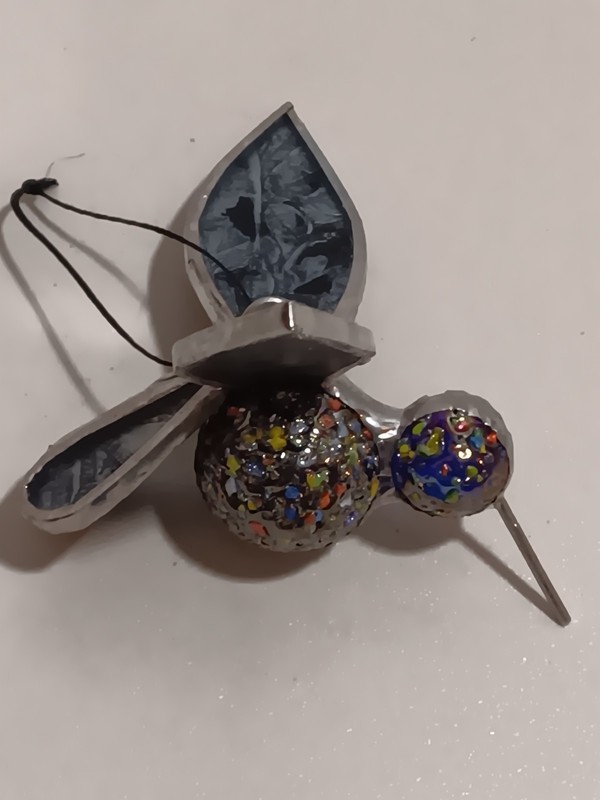 UNIQUE Handcrafted Metal Stained Glass Hummingbird Suncatcher Ornament 3"in gallery