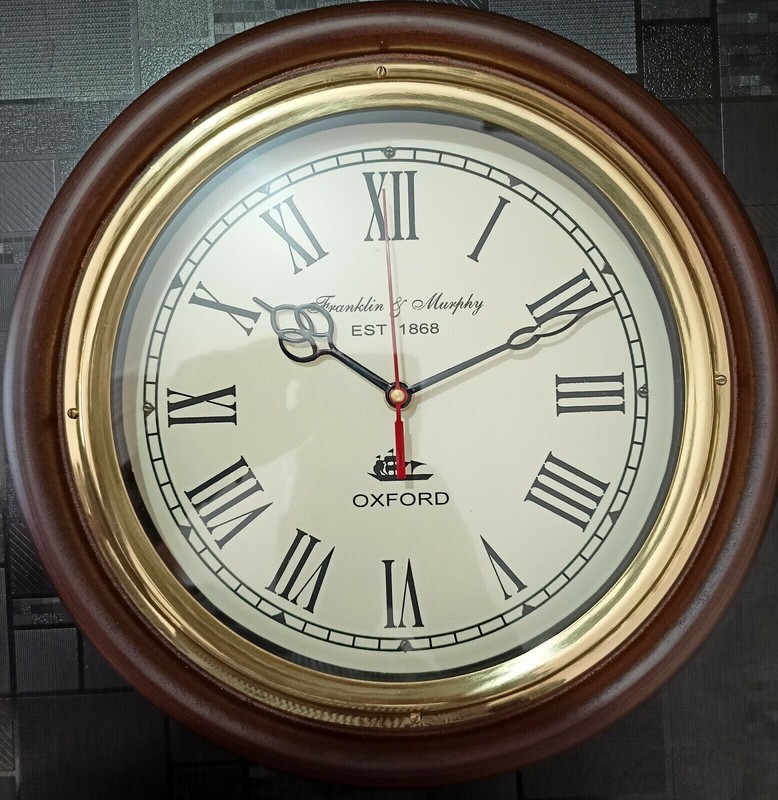 Franklin & Murphy Roman Numerals Wall Clock Home Decor Nautical Wooden Clock