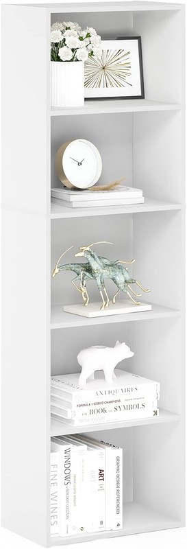 Book Shelf, 5-Cube Bookshelf, Bookcase with Open Shelf, 9.4 x 15.8 x 52, for Liv