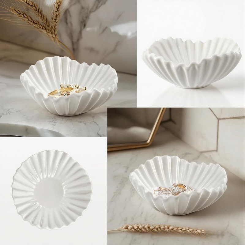 Stylish 3-Pc Ceramic Ruffle Bowl Set – Decorative Centerpiece for Any Occasion gallery