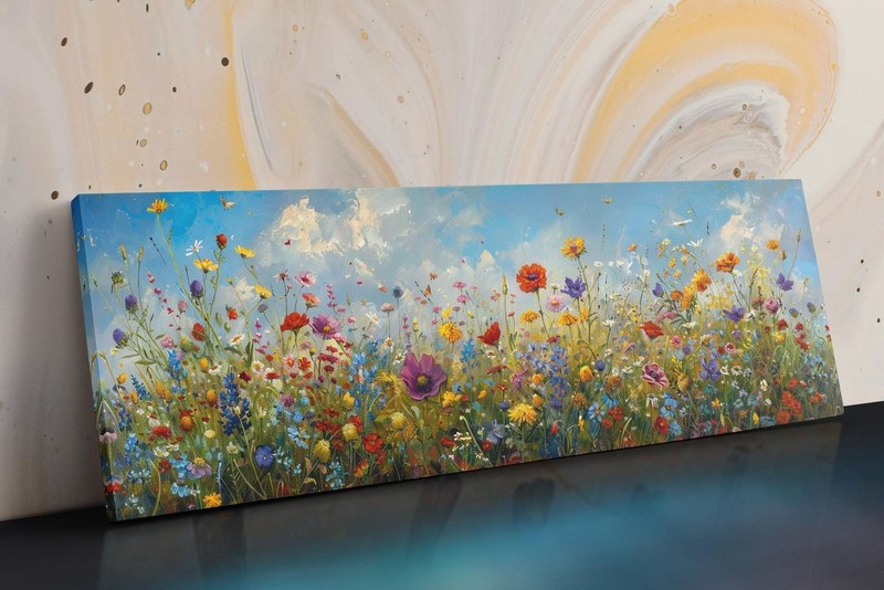 Wildflower Wall Art Panoramic Canvas Print Framed Large Living Room Decor gallery