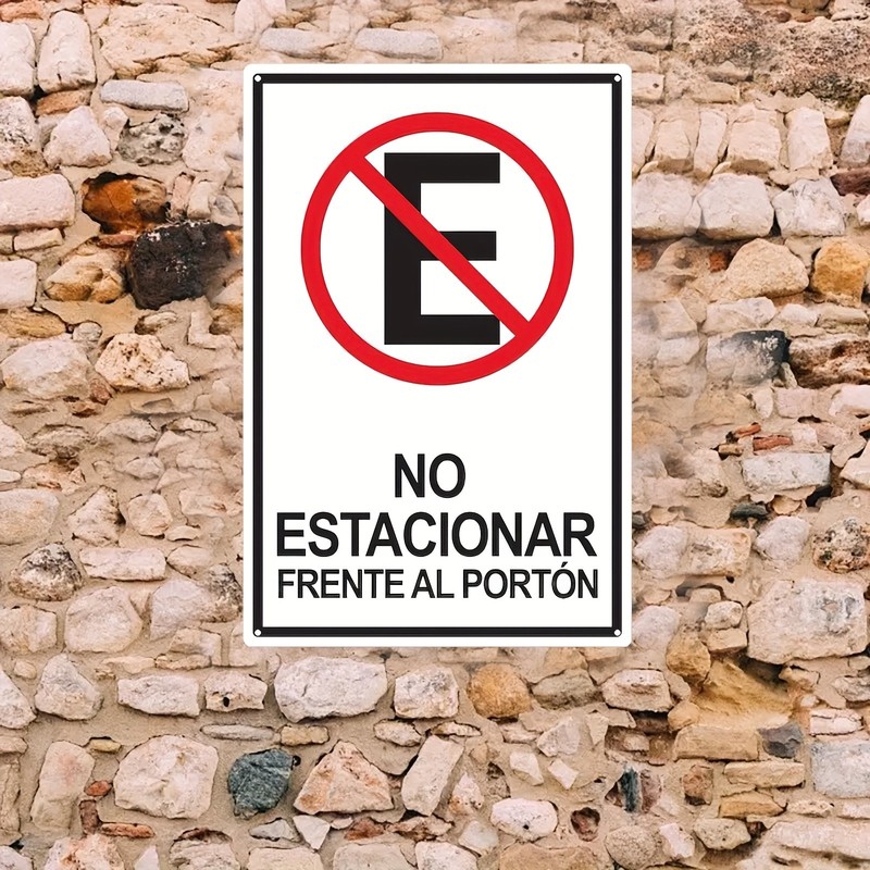 2D Flat Metal Iron Sign – “No Parking” Spanish Style, 20x30cm / 8×12 Inches
