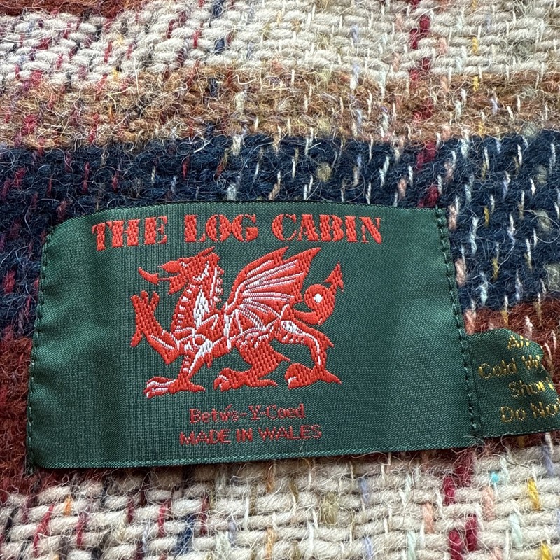 44x64 Vintage The Log Cabin brand Wool blanket/throw Made in Wales. Multicolor gallery