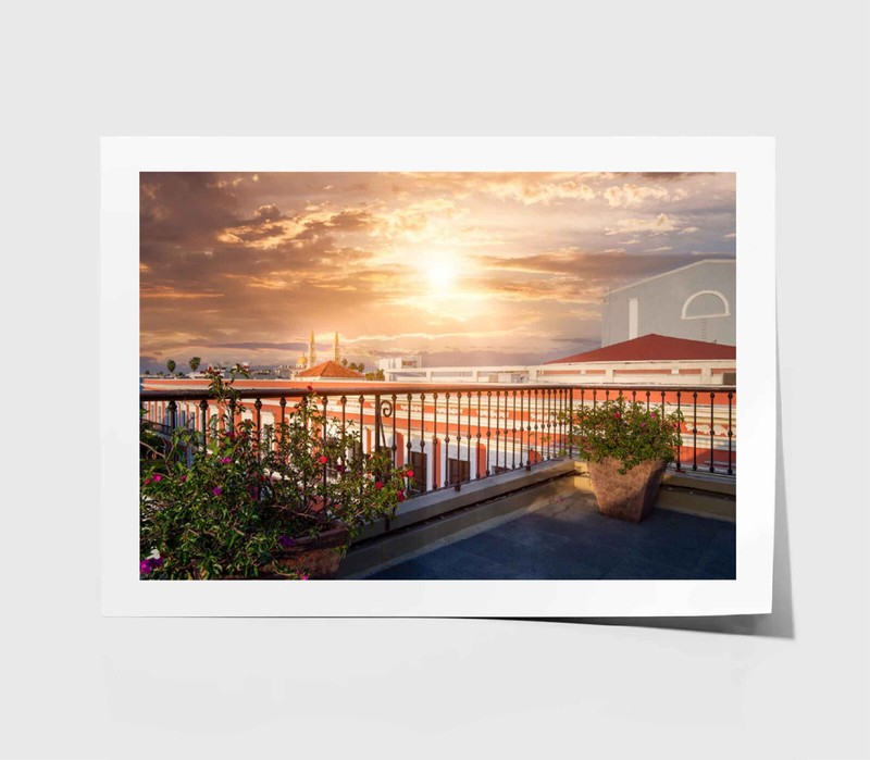 Mazatlan Old City Print,Mexico Wall Art, Sunset Sky Framed Skyline Wall Art,City