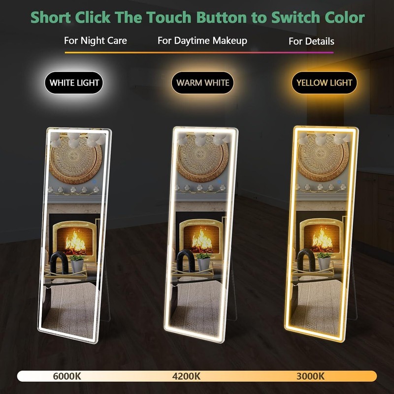 Full Length Mirror Lighted Body Mirror with Lights-Led Stand up Mirror Make Up gallery