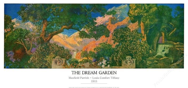 1915 Maxfield Parrish The Dream Garden Tiffany glass mural NEW POSTER 12×24