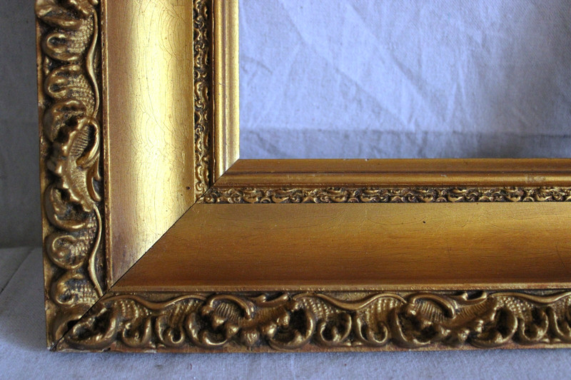 VINTAGE FITS 8 X 10 GOLD GILT PICTURE FRAME WOOD FINE ART VICTORIAN ORNATE DEEP gallery