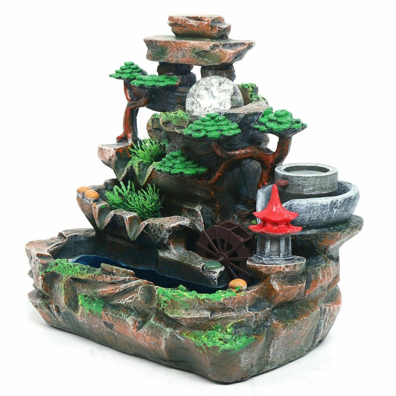 Indoor Rockery Fountain Goldfish Waterfall Feng Shui Water Sound Desktop Decor gallery