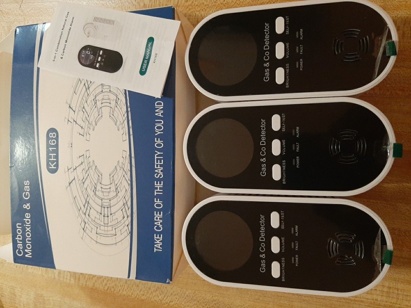 5-in-1 Carbon Monoxide Detectors Natural Gas Leak Detector 3 Pack New