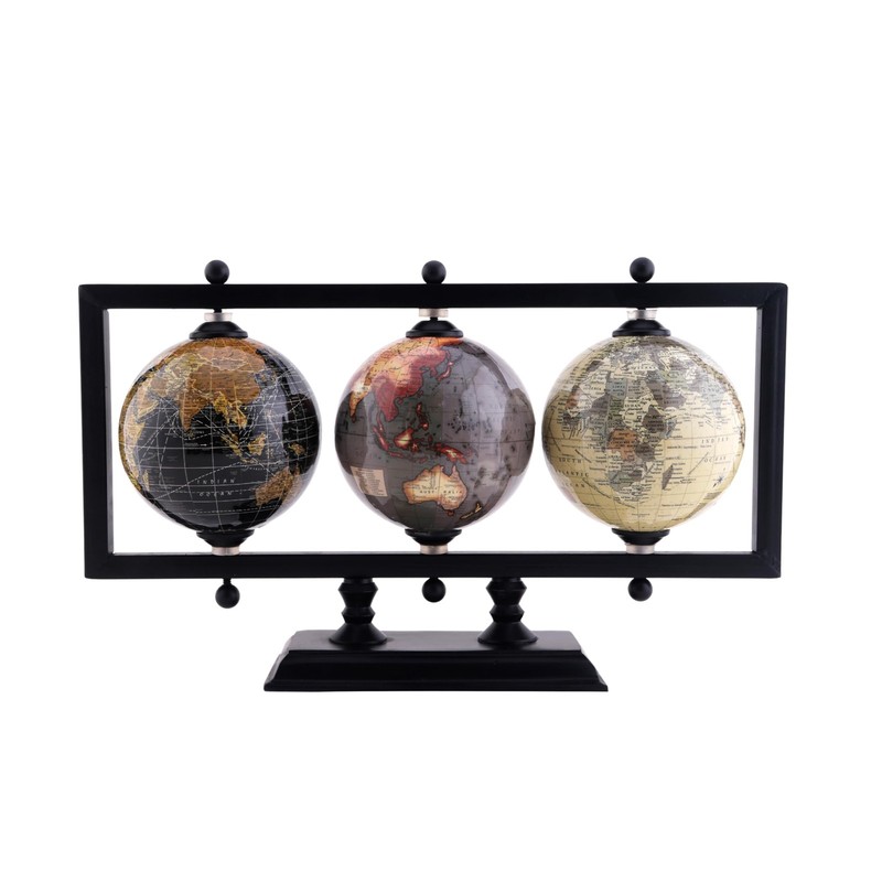 “Set of 3 Mini Earth Globes 4″” Desktop Rotating World Globe Office Decor”