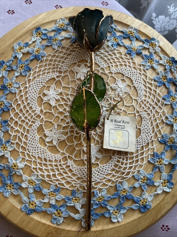 A Real Genuine Rose Trimmed in 24kt Gold 11”Timeless Rose, See Pics for details