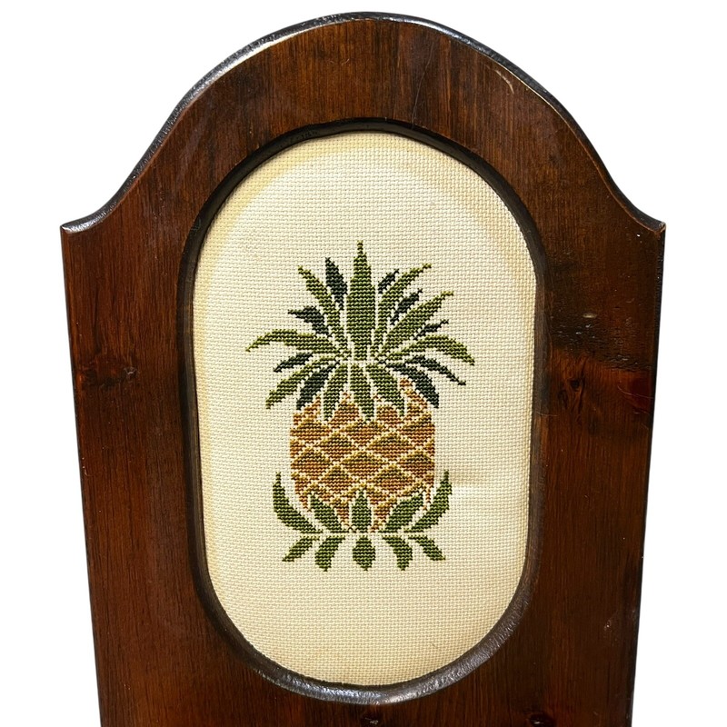 Vintage Pineapple Wall Pocket Mail Holder Needlepoint Wood Tropical Island Decor gallery