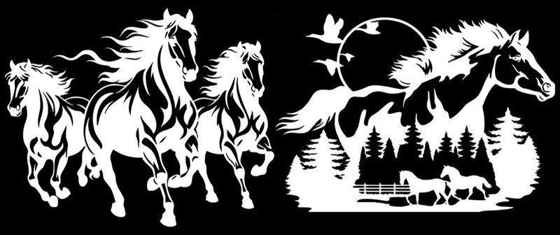 Three Running Horses & Horse Farm Two 6″ Vinyl Decals Car Truck Window Trailer