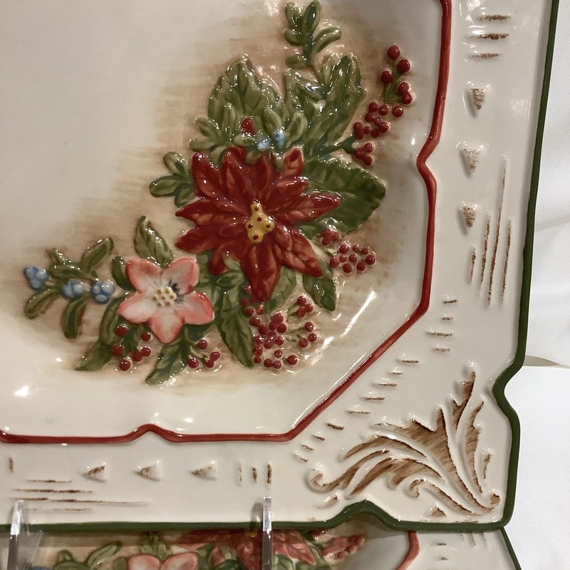 MWW Manual Woodworkers Market Poinsettia Berries Square Plate 11-3/8” Square gallery