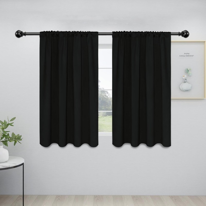 Rod Pocket Blackout Curtains for Bedroom, Room Darkening Window Curtains for