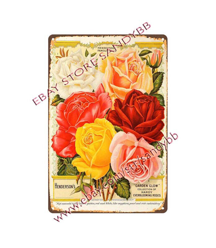 1914 Henderson, Peter & Co Garden Glow Hardy Everblooming Roses metal tin sign gallery