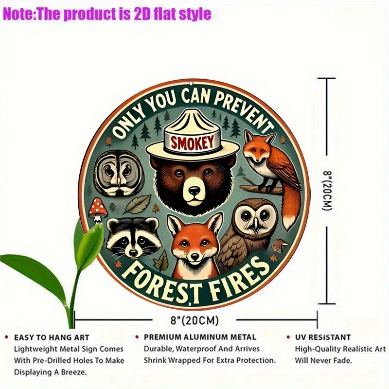 [2D Flat] 1pc Animal Owl Fox Raccoon Only You Can Prevent Tin Metal Signs Forest