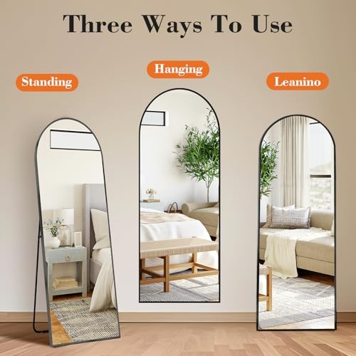 Black Arched Full Length Mirror 60"x16" for Bedroom, 60"L x 16"W Black-arch gallery