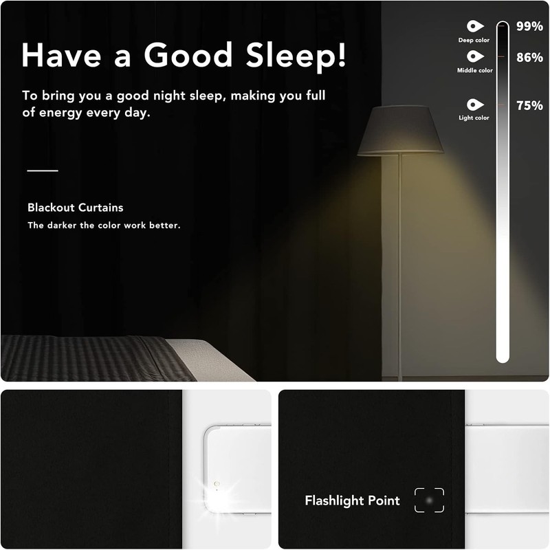 Rod Pocket Blackout Curtains for Bedroom, Room Darkening Window Curtains for gallery