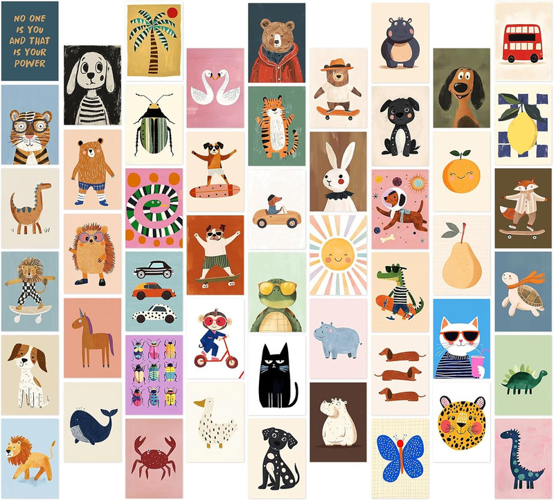 50Pcs Playroom Decor Funny Cartoon Animal Posters Toddler Boy Wall Decor Insp... gallery
