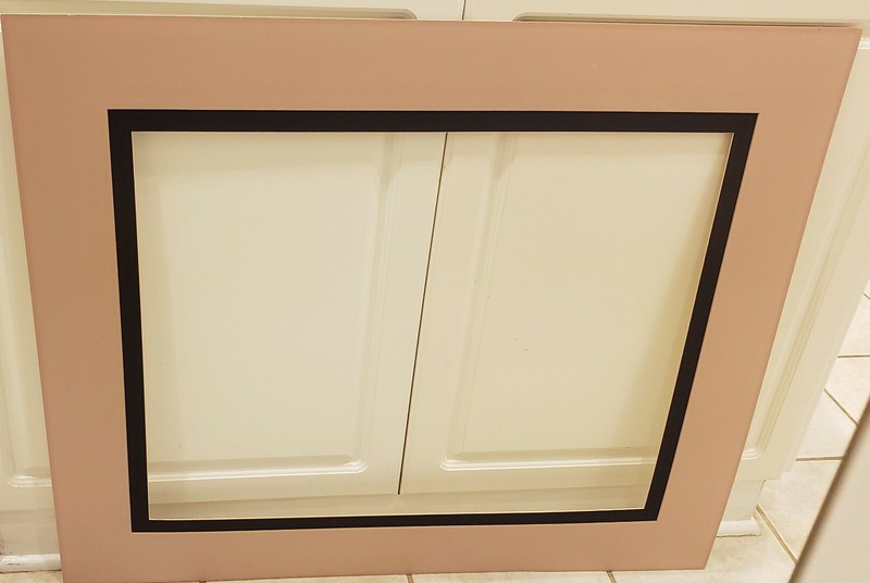 32×38″ Pink / Navy Custom Mat for Frame with Opening for 22×28″ Photos. Mat Only