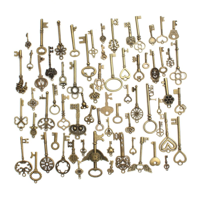 Mixed Skeleton Keys Crown Shape Heart Shaped Birthdays Gift Bracelet Pendant gallery