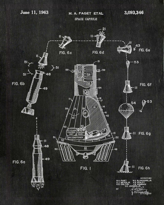 4 Space Patent Prints - 8x10 Wall Art Decor - Great Gift for Aerospace Lovers gallery