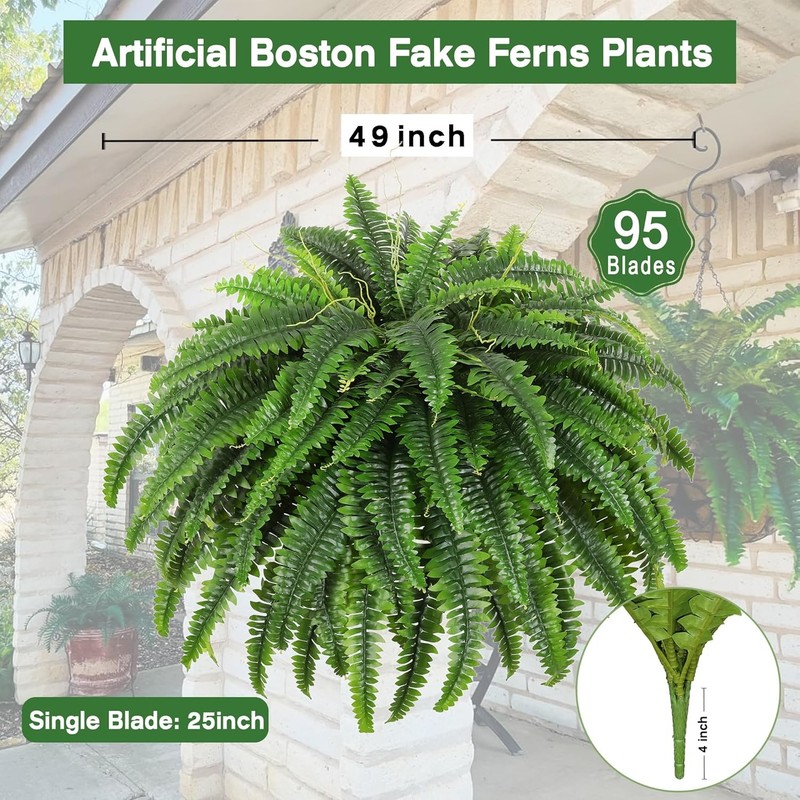 Dkaltm 49in Single Silky Artificial Boston Fern Bush 95 Branches gallery