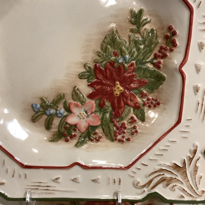 MWW Manual Woodworkers Market Poinsettia Berries Square Plate 11-3/8” Square gallery