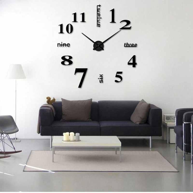 Modern DIY Large Wall Clock 3D Mirror Surface Sticker Big Number Watch Decor gallery