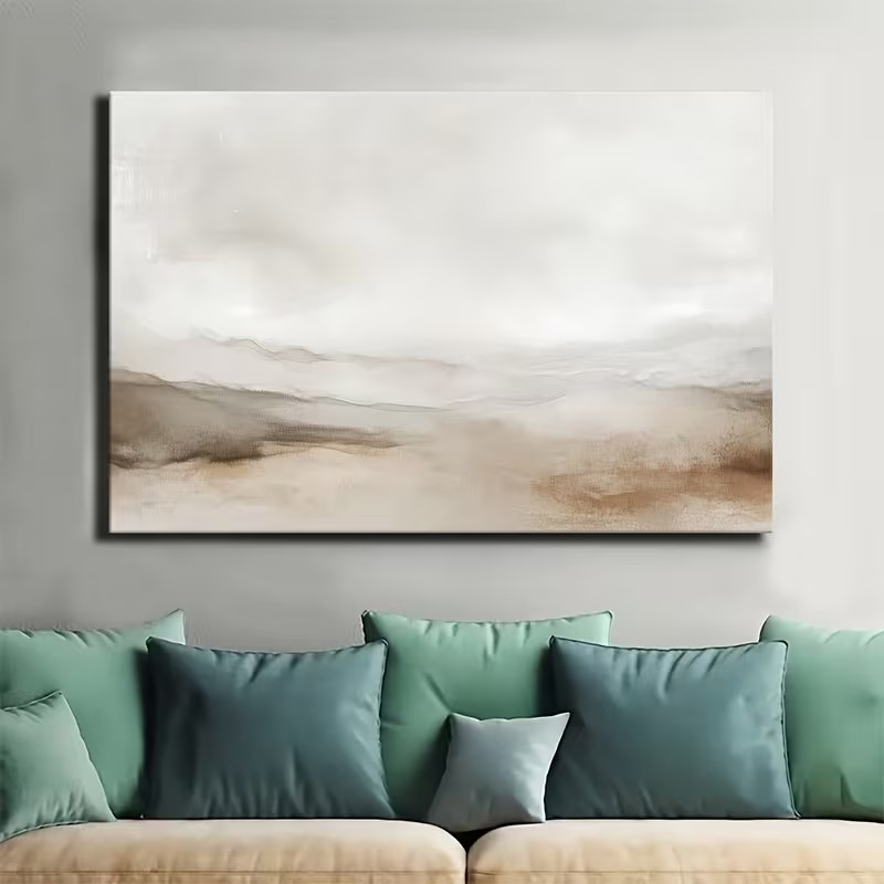 Neutral Abstract Landscape Wall Art Print, Beige Brown Minimalist Modern Decor gallery