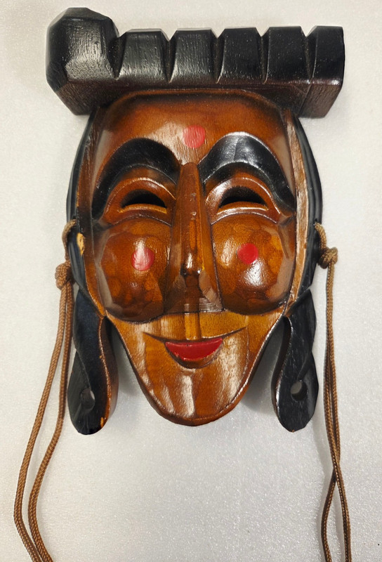 Korean Hahoe Bride Folk Art Hand Carved Wooden Face Mask Wall Decor gallery