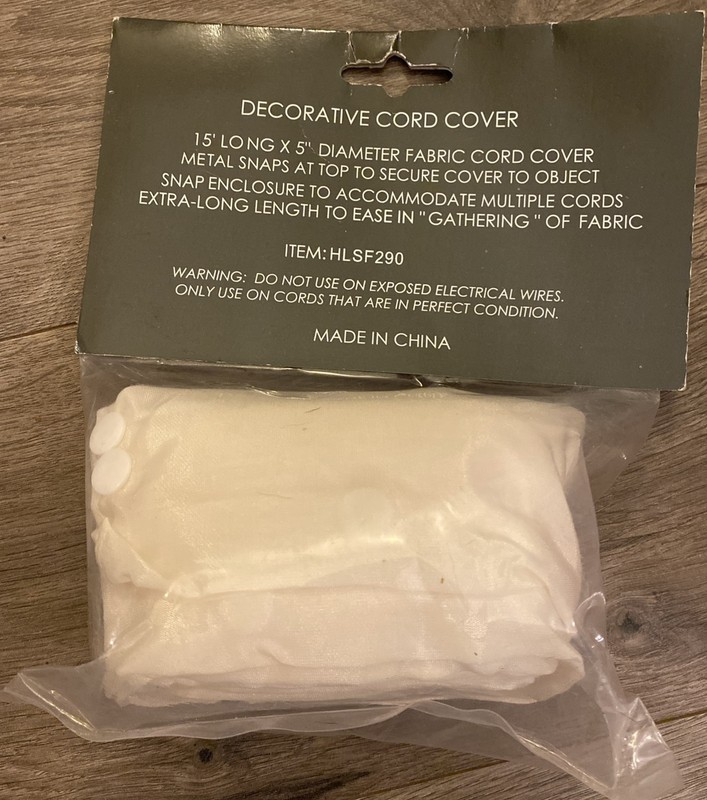 Cord Cover Decorative Off White New in sealed pkg. 15 ft x 5” diameter gallery