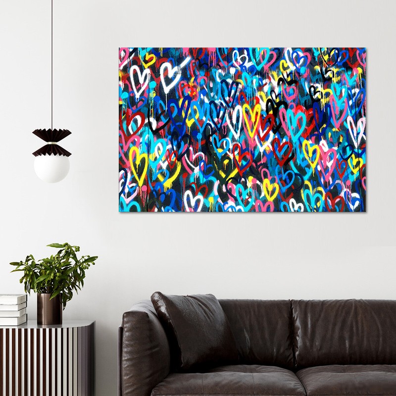 BANKSY LOVE HEARTS Wall Art Canvas Framed Print Graffiti Street Pop Art Gift gallery