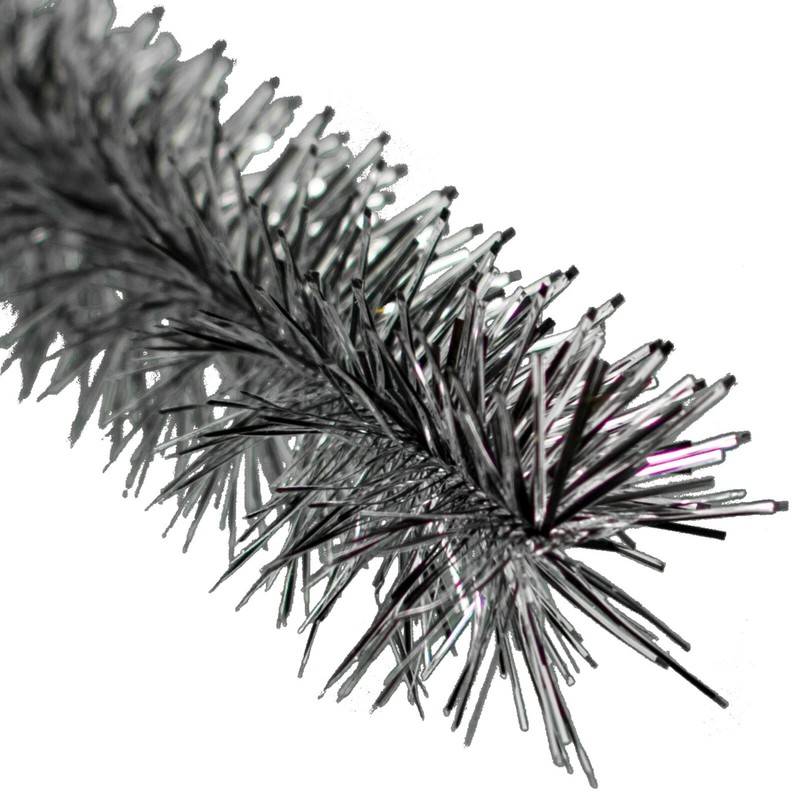 Silver & Black Tinsel Garland 30FT Length 3IN Width Raiders Football Colors