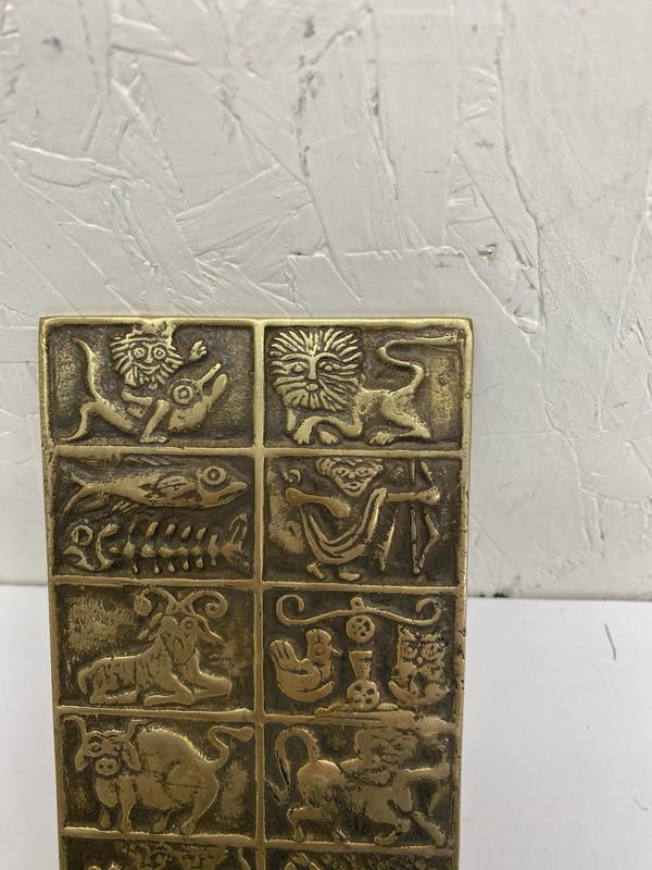 SOLID BRASS PLAQUE - SIGNS OF THE ZODIAC -- 3 1/2 X 7" gallery