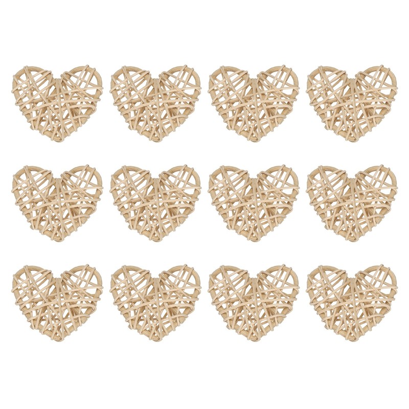 16Pcs Heart Rattan Ball Vase Filler Home Decoration Original Wood 2.36 in