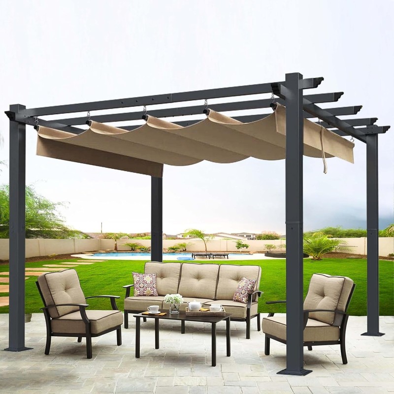 Beige Ripstop Replacement Cover Fit for Home Depot Hampton Bay Pergola , gallery