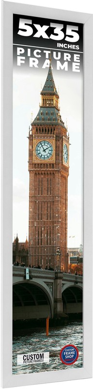 5×35 In Frame White Real Wood Picture Frame Width 0.75 inches | Interior Frame D