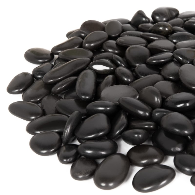 GASPRO 15lb Black River Rocks for Landscaping Outdoor, Polished Black Pebbles…