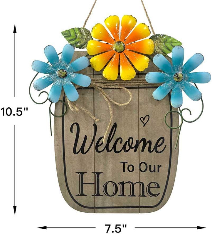 Hanging Welcome Sign for Front Door Sign Welcome to Our Home Front Door Wooden H gallery