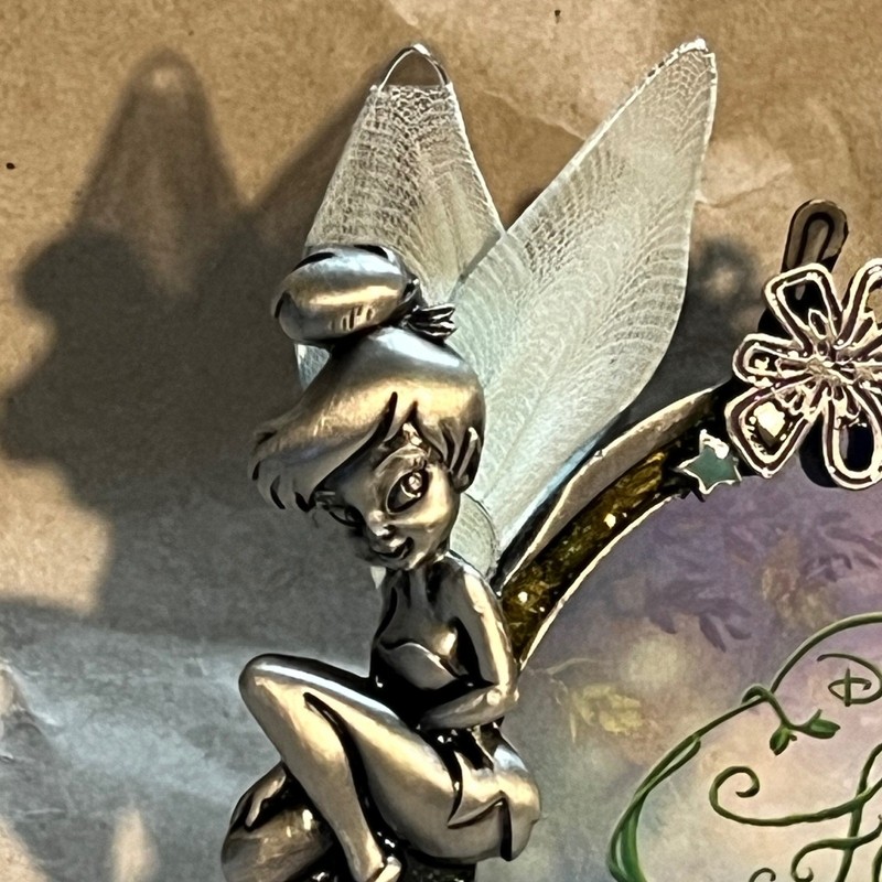 Disney 3.5x3.5 Picture Frame Silver Tinker Bell Fairies Floral Pewter Tone Artco gallery