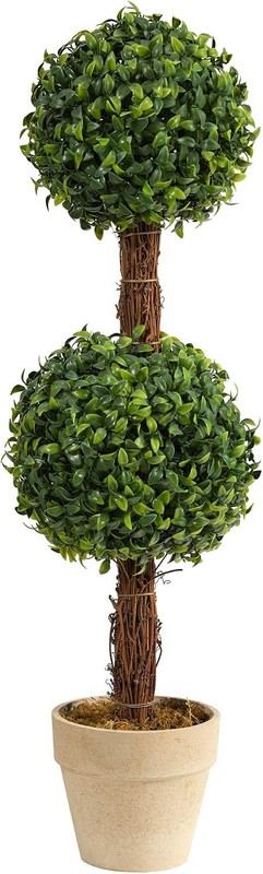 28in. Boxwood Double Ball Topiary Artificial Tree (Indoor/Outdoor)