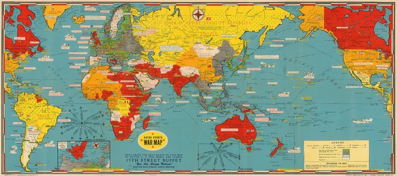BUY WORLD WAR II BONDS AND STAMPS ADVERTISMENT MAP