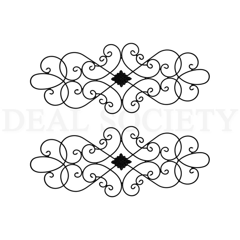Wrought Iron Wall Art Decor for Living Room Bedroom Medallion 32″ x 12″ Lot of 2
