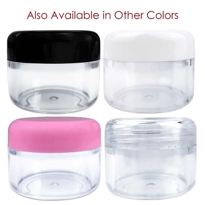 Beauticom 12x 30g/30ml Clear Jars w/ Pink Screw Cap for Powder, Makeup, Samples gallery