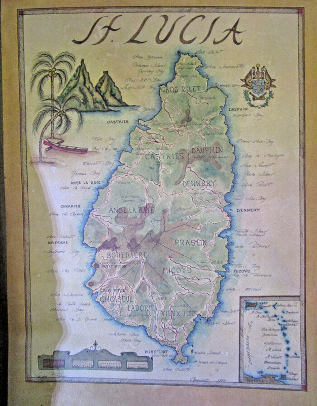 Saint Lucia City Road Map POSTER PICTURE PHOTO PRINT BANNER 20 1/2 by 15 inches