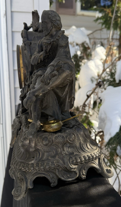 Antique C 1904 Ansonia MACBETH Figural Statue Mantle Clock - ALL ORGINAL - VIDEO gallery